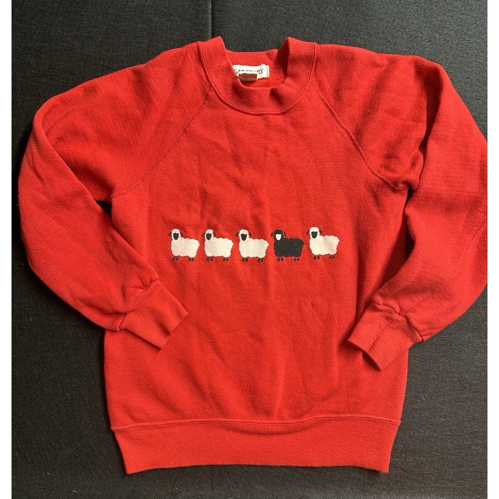 80s 90s Gap Sport Sheep Small Crewneck Black Sheep Princess Diana Style USA
